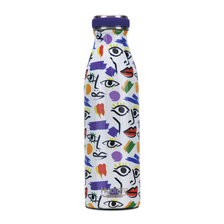 Hydrate Factory Stainless Steel Insulated Abstract Design Water Bottle For Yoga, Gym, Fitness, Cycling, Outdoor, Office, And School