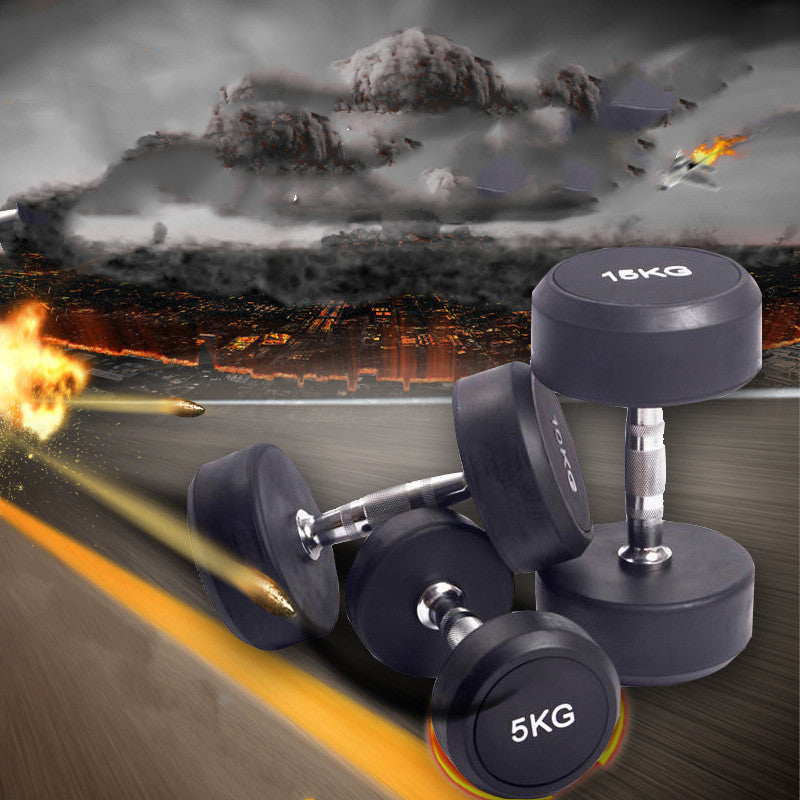 Cast Iron Rubberized Round Head Fitness Dumbbells