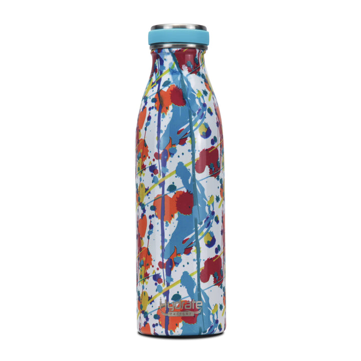 Hydrate Factory Stainless Steel Insulated Abstract Design Water Bottle For Yoga, Gym, Fitness, Cycling, Outdoor, Office, And School